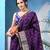 Purple kanjivaram banarasi linen silk fancy chaturratna  with blouse piece