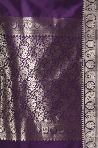 Purple kanjivaram banarasi linen silk fancy chaturratna  with blouse piece