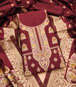 Maroon green designer partywear paithani banarasi dress material