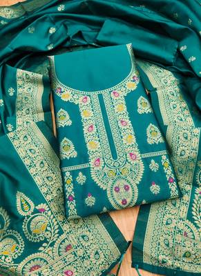 Rama designer partywear paithani banarasi dress material 1