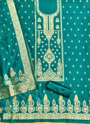 Rama designer partywear paithani banarasi dress material 2