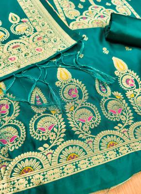 Rama designer partywear paithani banarasi dress material 4
