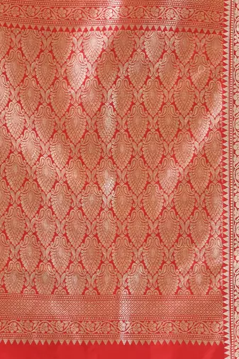 Red kanjivaram banarasi soft silk lalpari with blouse piece