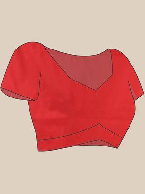 Red kanjivaram banarasi soft silk lalpari with blouse piece 4