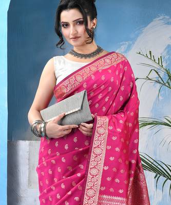 Pink kanjivaram banarasi kolikasaaj with blouse piece 1