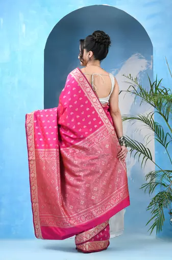 Pink kanjivaram banarasi kolikasaaj with blouse piece