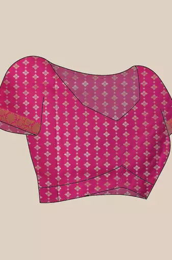 Pink kanjivaram banarasi kolikasaaj with blouse piece