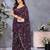 Luxury Wine Color Jimmy Chu Saree with Beautiful Embroidery Detailing