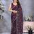 Luxury Wine Color Jimmy Chu Saree with Beautiful Embroidery Detailing