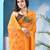 Yellow zarista floral print georgette chiffon saree without blouse piece