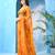 Yellow zarista floral print georgette chiffon saree without blouse piece