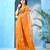 Yellow zarista floral print georgette chiffon saree without blouse piece