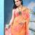 Light peach royal swagsutra floral print georgette chiffon saree without blouse piece