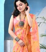 Light green royal swagsutra floral print georgette chiffon saree without blouse piece