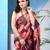 Wine floral print georgette chiffon saree without blouse piece