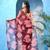 Wine floral print georgette chiffon saree without blouse piece