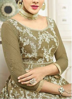 Raw Silk Embroidered Wedding Collection Anarkali Semi-Suit 2