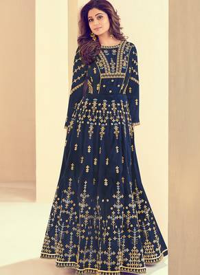 Mulbarry Silk Heavy Embroidered Anarkali Suits 1