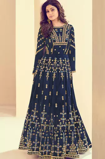 Mulbarry Silk Heavy Embroidered Anarkali Suits