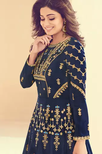 Mulbarry Silk Heavy Embroidered Anarkali Suits