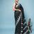 Black Mixed Cotton Saree With Silver Temple Border