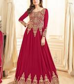 Red Georgette Embroidered Wedding Wear Designer Anarkali Suit
