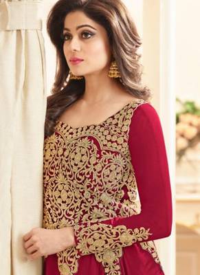 Red Georgette Embroidered Wedding Wear Designer Anarkali Suit 2