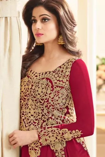 Red Georgette Embroidered Wedding Wear Designer Anarkali Suit