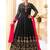 Black Georgette Zari Embroidered Wedding Wear Designer Anarkali Semi-Suit