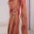 Elegant Peach Georgette Silk Printed Saree with Moti Lace Border & Unstitched Blouse