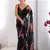 Classic Black Georgette Silk Saree with Rich Floral Print & Moti Lace Detailing