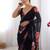 Classic Black Georgette Silk Saree with Rich Floral Print & Moti Lace Detailing