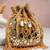 Gold silk mirror embroidered potli bag 