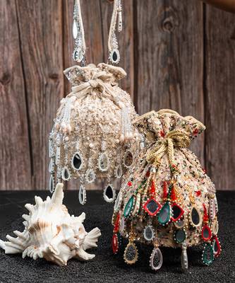 ivory mirror & sequin embroidered silk potli bag 3