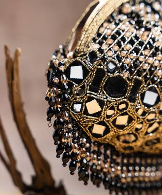 black mirror & beaded embroidered silk clutch 3