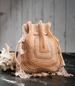 Pink silk embroidered potli bag