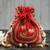 Red silk embroidered potli bag