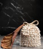 White suede embroidered potli bag 