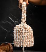 white peach beaded embroidered suede potli bag