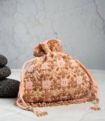 Pink silk embroidered potli bag