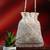 White silk embroidered potli bag
