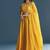YELLOW SEQUINED EMBROIDERY WORK COTTON SILK WEDDING WEAR LEHENGA CHOLI WITH DUPATTA.