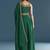 GREEN SEQUINED EMBROIDERY WORK COTTON SILK WEDDING WEAR LEHENGA CHOLI WITH DUPATTA.