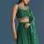 GREEN SEQUINED EMBROIDERY WORK COTTON SILK WEDDING WEAR LEHENGA CHOLI WITH DUPATTA.