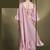 Baby pink two tone satin silk sequince & beads aari work lantern sleeves blouse with belt designer ready to wear saree