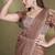 Coffee two tone satin silk sequince & beads aari work ruffle sleeves blouse with belt designer ready to wear saree