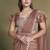 Coffee two tone satin silk sequince & beads aari work ruffle sleeves blouse with belt designer ready to wear saree