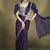 Wine crape satin silk sequince & beads aari work puffed sleeves blouse with belt designer ready to wear saree