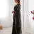 Black color beads work celebrity style saree with blouse