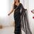Black color beads work celebrity style saree with blouse